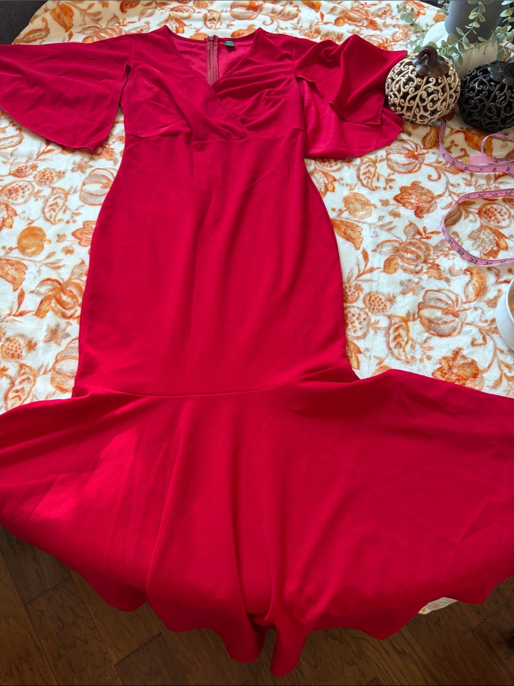 SHEIN Red Maxi Dress with Flutter Sleeves